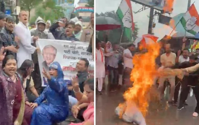 Congress workers set out to lay siege to the election office; they broke through three barricades and advanced, engaging in a scuffle with the police